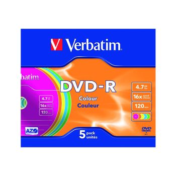 Verbatim DVD-R Non-Printable Jewel Case 16x 4.7GB (Pack of 5) 43557