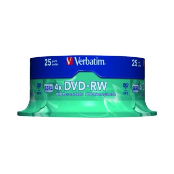 Verbatim DVD-RW 4x Non-Printable 4x 4.7GB (Pack of 25) 43639