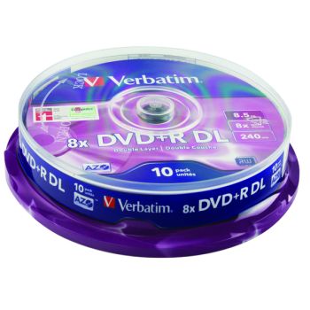 Verbatim DVD+R Double Layer Non-Printable 8x 8.5GB (Pack of 10) 43666
