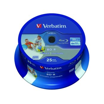 Verbatim BD-R Printable Spindle 6x 25GB (Pack of 25) 43811