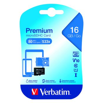 Verbatim Micro SDHC Memory Card Class 10 16GB 44010