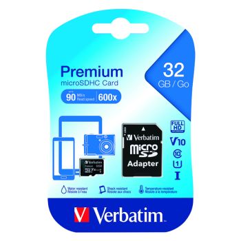 Verbatim Micro SDHC Memory Card Class 10 32GB with Adaptor 44083