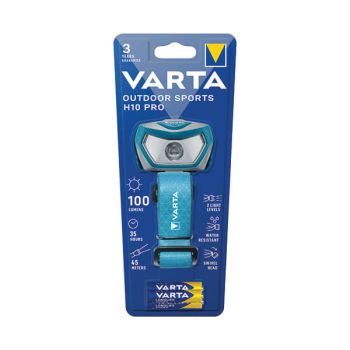 Varta Outdoor Sports H10 Pro Head Torch 3xAAA 35 Hours Run Time Blue/Grey 16650101421