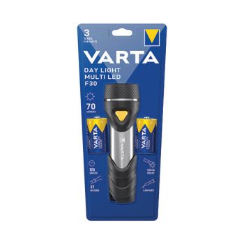 Varta Day Light Multi LED F30 Torch 2xD Battery 125 Hours Runtime Black/Grey 17612101421