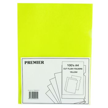 Yellow Cut Flush Folders (Pack of 100) WX01487