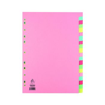 A4 Manilla Divider 20-Part Pink With Multi-Colour Tabs WX01517