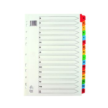 Multicoloured A4 A-Z Mylar Index WX01523