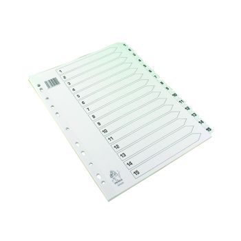 A4 White 1-15 Mylar Index (Mylar reinforced tabs and holes for durability) WX01530