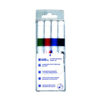 Assorted Whiteboard Markers Chisel Tip (Pack of 4) WX26038