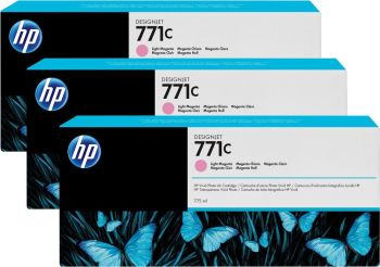 HP B6Y35A No.771C Light Magenta Ink Cartridges (3x 775ml)