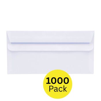 5 Star Office Envelopes Wallet Self Seal 80gsm DL 220x110mm White (Pack of 1000)