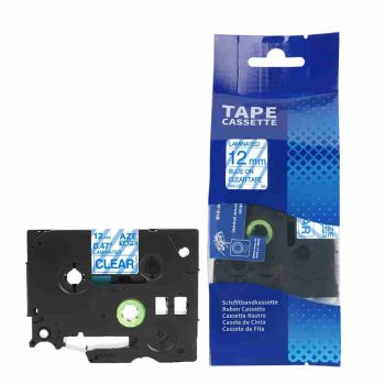 Compatible Brother 12mm Gloss Blue On Clear Tape CP-TZe133