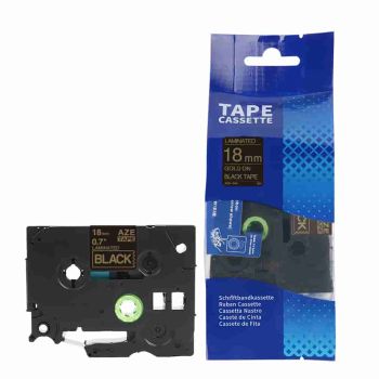 Compatible Brother 18mm Gloss Gold On Black Tape CP-TZe344