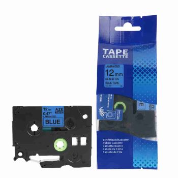 Compatible Brother 12mm Gloss Black On Blue Tape CP-TZe531