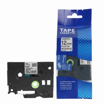 Compatible Brother 12mm Black on Matt Silver Tape CP-TZeM931