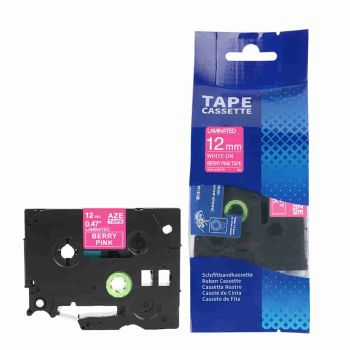 Compatible Brother 12mm Matt White on Berry Pink Tape CP-TZeMQP35
