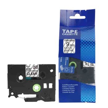 Compatible Brother 9mm Black On Clear STRONG Adhesive Tape CP-TZeS121