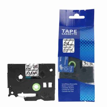 Compatible Brother TZeS151 24mm Black On Clear STRONG Adhesive Tape TZS151