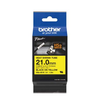 Brother HSe651E 21mm x 1.5 Black on Yellow Heat Shrink Tube Tape HSe651E