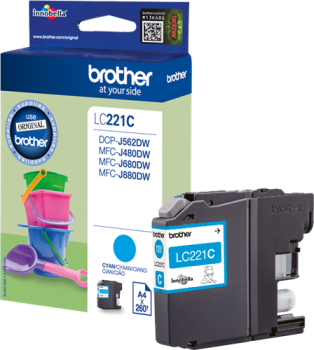 Brother LC221C Cyan Ink Cartridge (260 pages*)