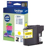 Brother LC221Y Yellow Ink Cartridge (260 pages*)