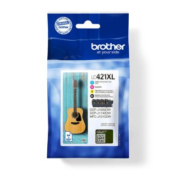 Brother LC421XLVAL High Yield CMYK Ink Cartridge (500 Pages*) Each LC421XLVAL