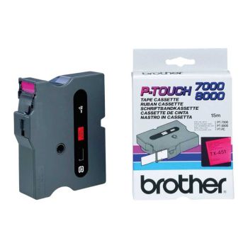 Brother TX451 24mm x 15m Black on Red Gloss Tape
