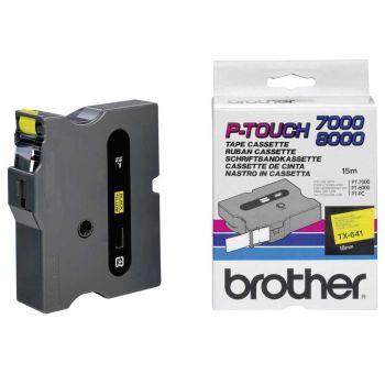 Brother TX611 6mm x 15m Black on Yellow Gloss Tape