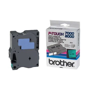 Brother TX741 18mm x 15m Black on Green Gloss Tape