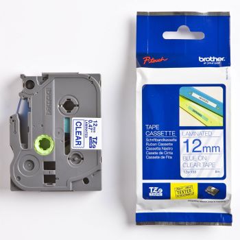 Brother TZe133 12mm Gloss Blue On Clear Tape TZ133