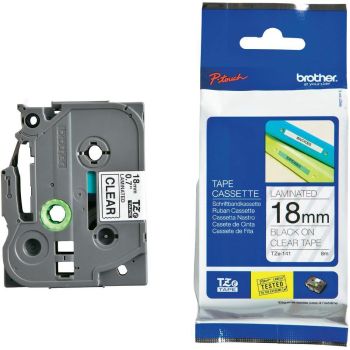 Brother TZe141 18mm Gloss Black On Clear Tape TZ141