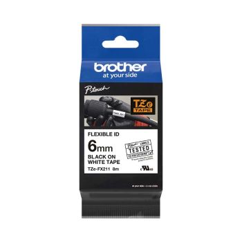 Brother TZeFX221 9mm Flexi Tape Black On White TZFX221