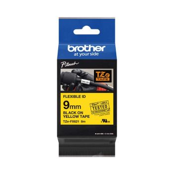 Brother TZeFX621 9mm Flexi Tape Black On Yellow TZFX621