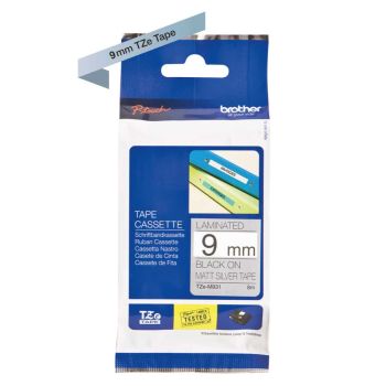 Brother 9mm TZeM921 Black on Silver Metallic Tape (8m)