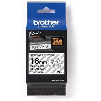 Brother TZeS141 18mm Black On Clear STRONG adhesive Tape TZS141