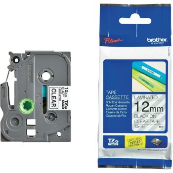 Brother TZe131 12mm Gloss Black On Clear Tape TZ131