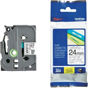 Brother TZe151 24mm Gloss Black On Clear Tape TZ151