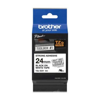 Brother TZeS251 24mm Strong Adhesive Black On White TZS251