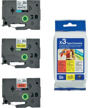 Brother TZe31M3 TZ31M3 12mm Gloss Multipack - Includes 1 of each TZ231, TZ631 and TZ431 Tapes TZ31M3