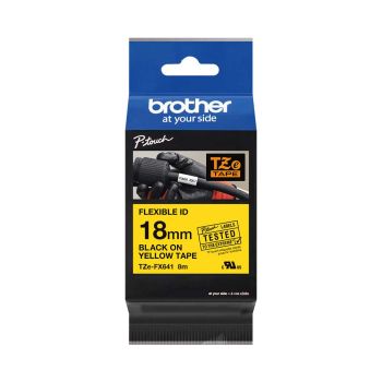 Brother TZeFX641 18mm Flexi Tape Black On Yellow TZFX641