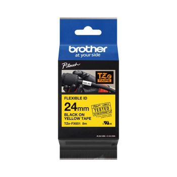 Brother TZeFX651 24mm Flexi Tape Black On Yellow TZFX651