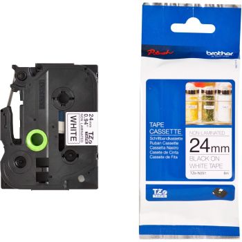 Brother TZeN251 24mm Non Laminated Black On White Tape TZN251
