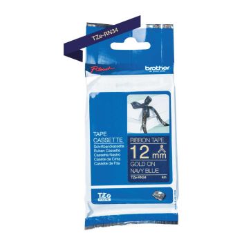 Brother TZeRN34 12mm x 4m Gold on Navy Blue Non-Adhesive Ribbon Tape TZeRN34