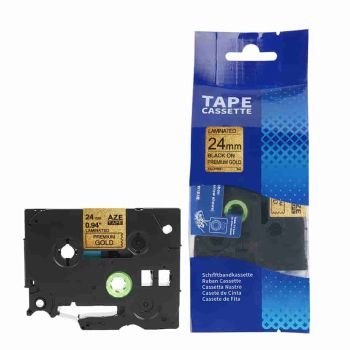 Compatible Brother TZePR851 24mm Black on Premium Gold Tape (8m) CP-TZePR851