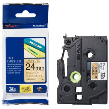Brother 24mm TZePR851 Black on Premium Gold Tape (8m)