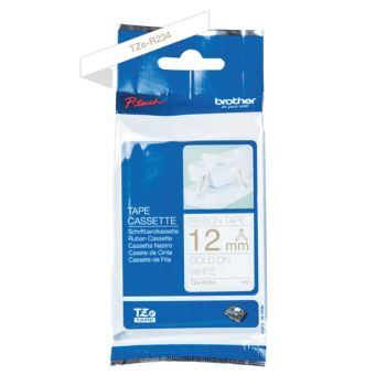Brother TZeR234 Direct Label Gold On White 12mm x 4m TZER234