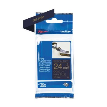 Brother TZeRN54 24mm x 4m Gold on Navy Blue Non-Adhesive Ribbon Tape TZeRN54