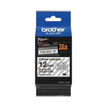 Brother TZeS131 12mm Black on clear STRONG label TZS131