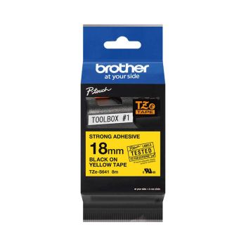 Brother TZeS641 18mm Black On Yellow Strong Adhesive Tape TZS641