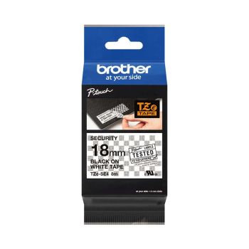 Brother TZeSE4 18mm Security Tape Black On White TZSE4